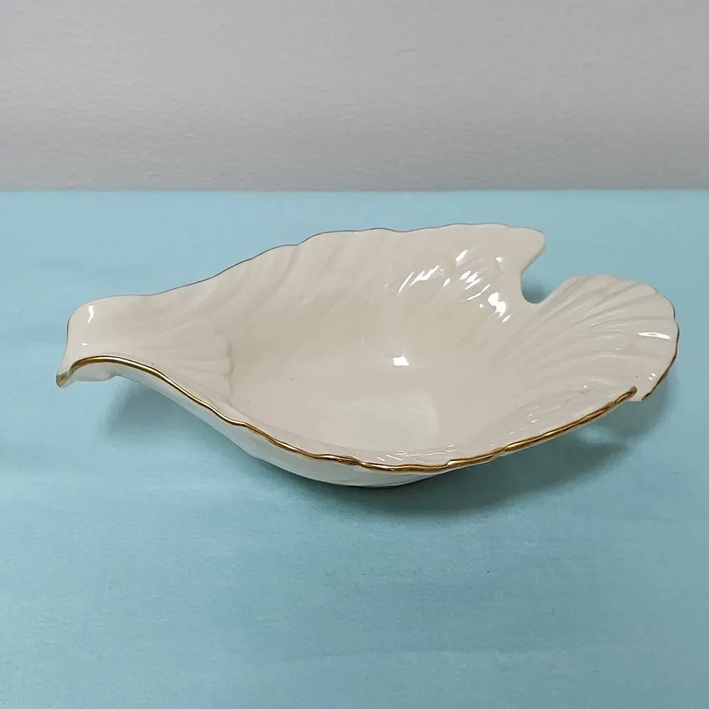 Lenox Dove Bird Dish Trinket Candy Nut Bowl 24K Gold RIm